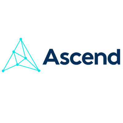 Ascend logo featuring a modern, blue geometric design of connected dots and lines.