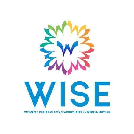 Colorful logo for WISE, Women's Initiative for Startups and Entrepreneurship Group, with a floral W.