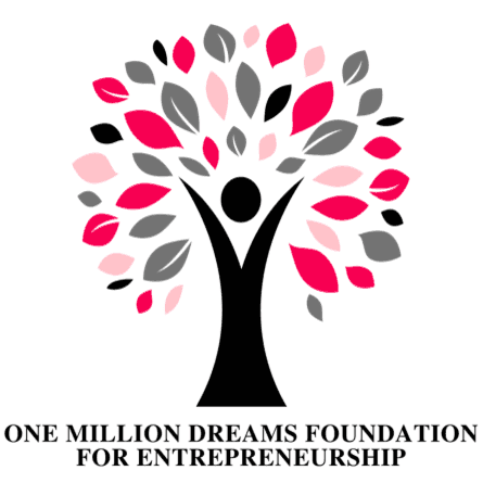 One Million Dreams Foundation for Entrepreneurship logo: a tree with human figure trunk.