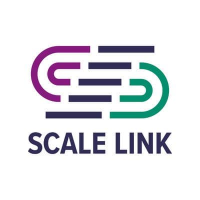 Scale Link logo featuring stylized purple and green interconnected shapes with the text 'SCALE LINK'.