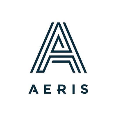 AERIS logo featuring a stylized capital letter A composed of parallel lines.