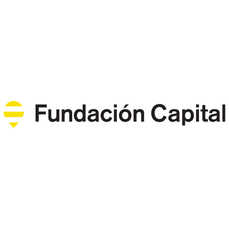 Fundación Capital logo featuring a yellow arrow pointing left beside the company name.