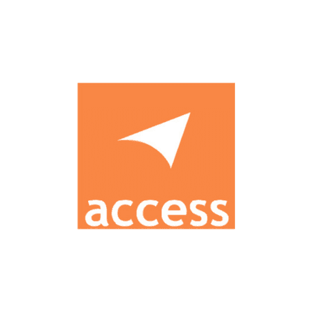Access logo featuring an orange square with a white abstract arrow and the word 'access'.