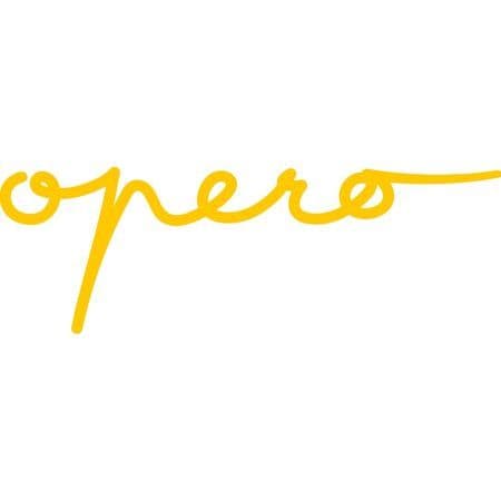 Yellow script text forming the partial word 'opero' on a white background.