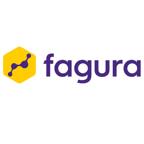 Fagura logo: a yellow hexagonal icon with connected purple nodes and the company name.