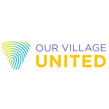 Our Village United logo featuring a colorful fingerprint icon.